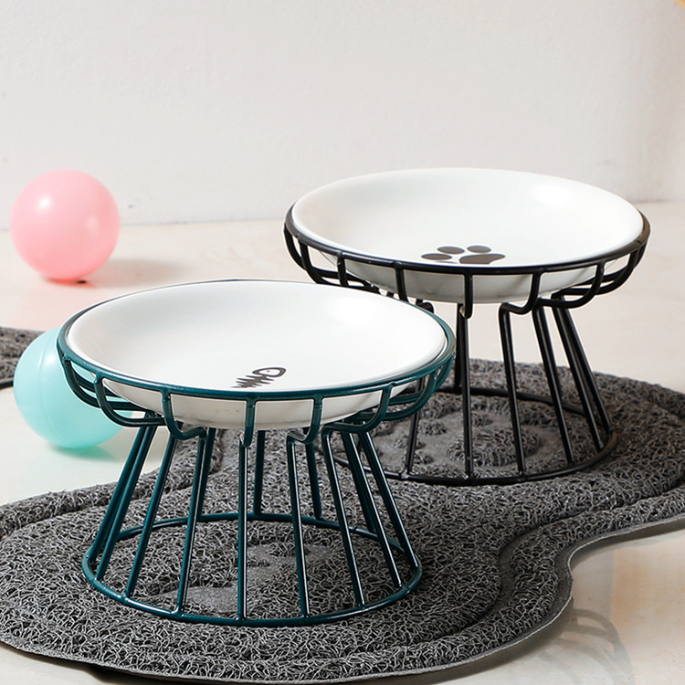 Pet ceramic bowl Nordic cat bowl tall ceramic cat food bowl snack canned plate anti-cervical spondylosis anti-tipping cat food bowl