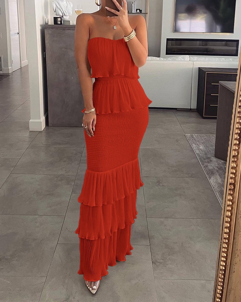 Tube top ruffled dress