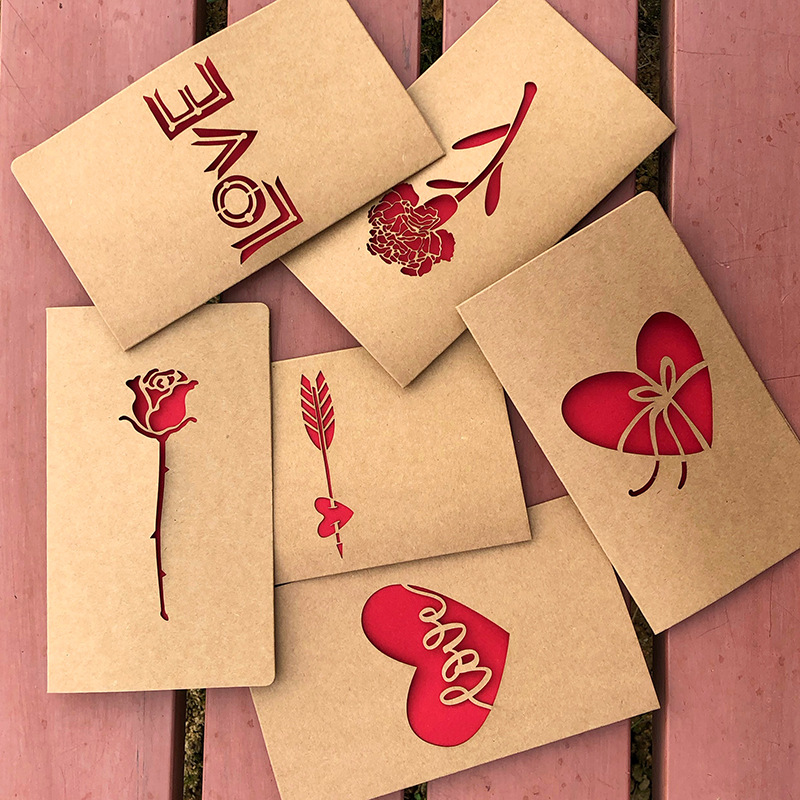 Vintage kraft paper laser cutout love card thank you card Thanksgiving card high-end Valentine's Day card