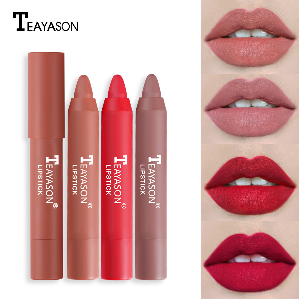 Matte matte lipstick, colorful and moisturizing lip gloss, easy-to-color lip glaze, cross-border exclusive rotary lipstick pen