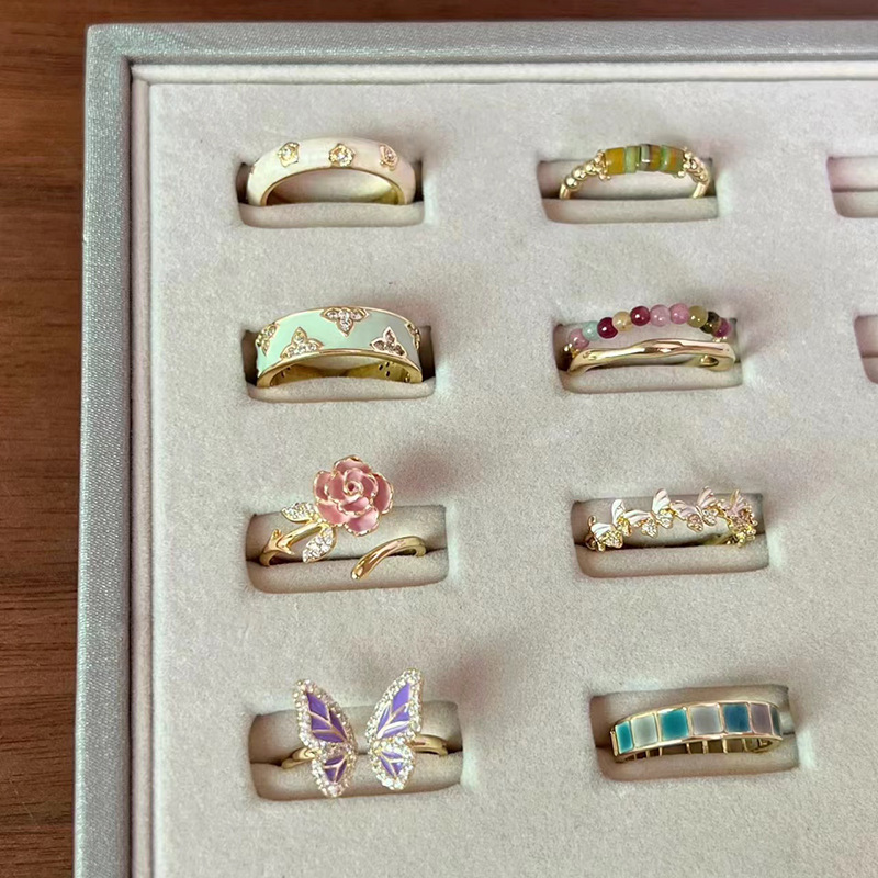 Colorful enamel butterfly ring women's open opening adjustable niche design high-end unique ring new product hand jewelry