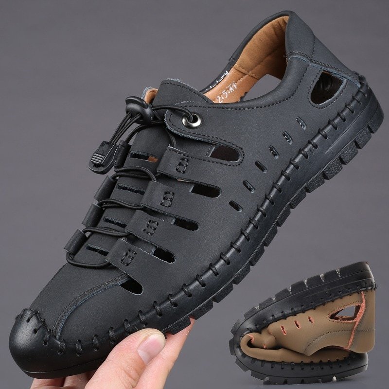 Men's Sandals Summer Beach Genuine Leather Shoes