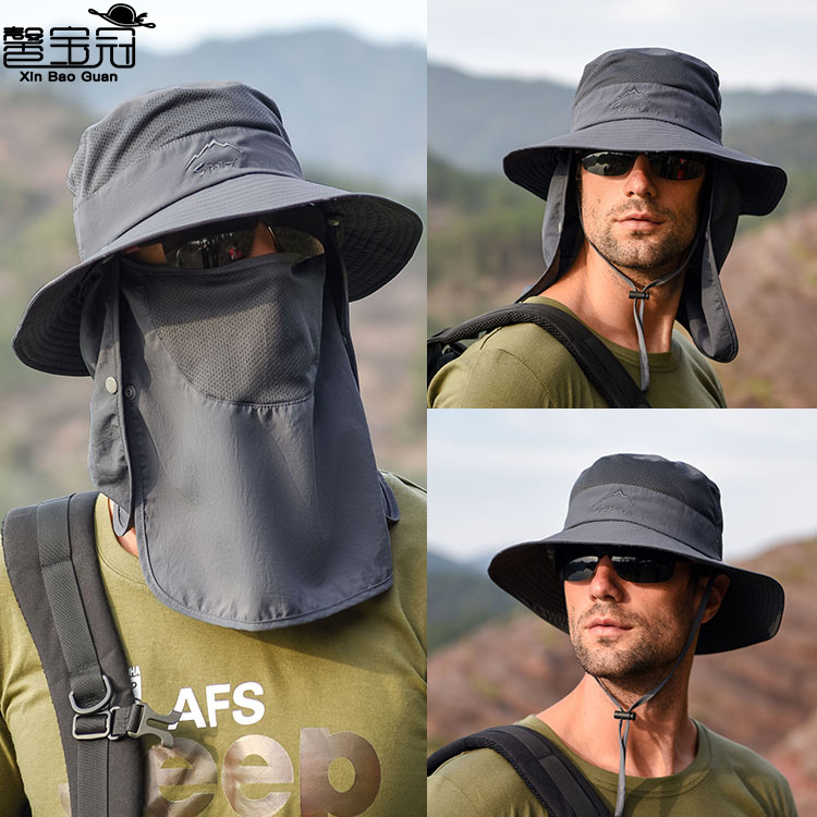 Fisherman Hat Men's Sun Hat Summer Outdoor Quick-Drying Sun Hat Fishing Breathable Sun Hat Women's Face Covering Hat