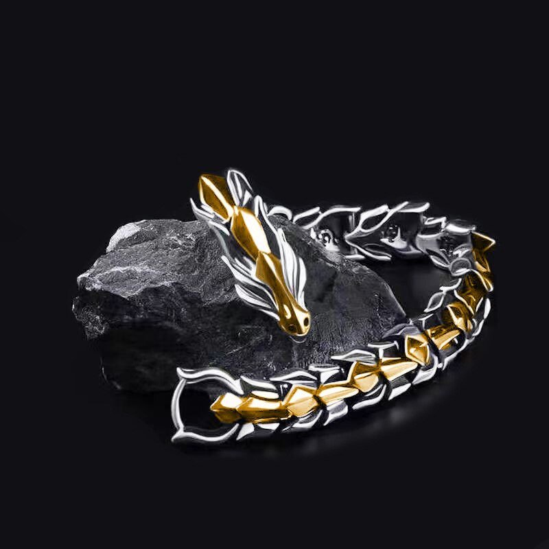 Mens Viking Dragon Keel Chain Link Bracelet